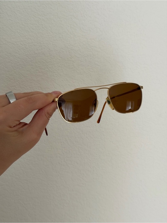 Persol PM43 Gold Navigator Aviator Sunglasses Brown Lenses Meflecto Italy 54-18 main image 10